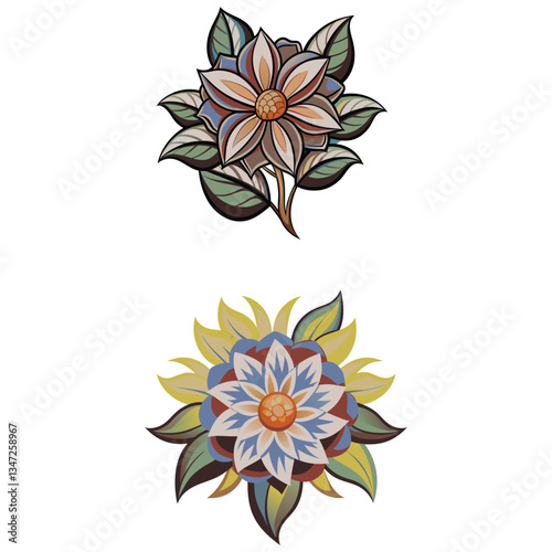 Outline flower set for artistic designs