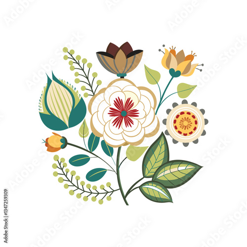 Outline flower set for artistic designs