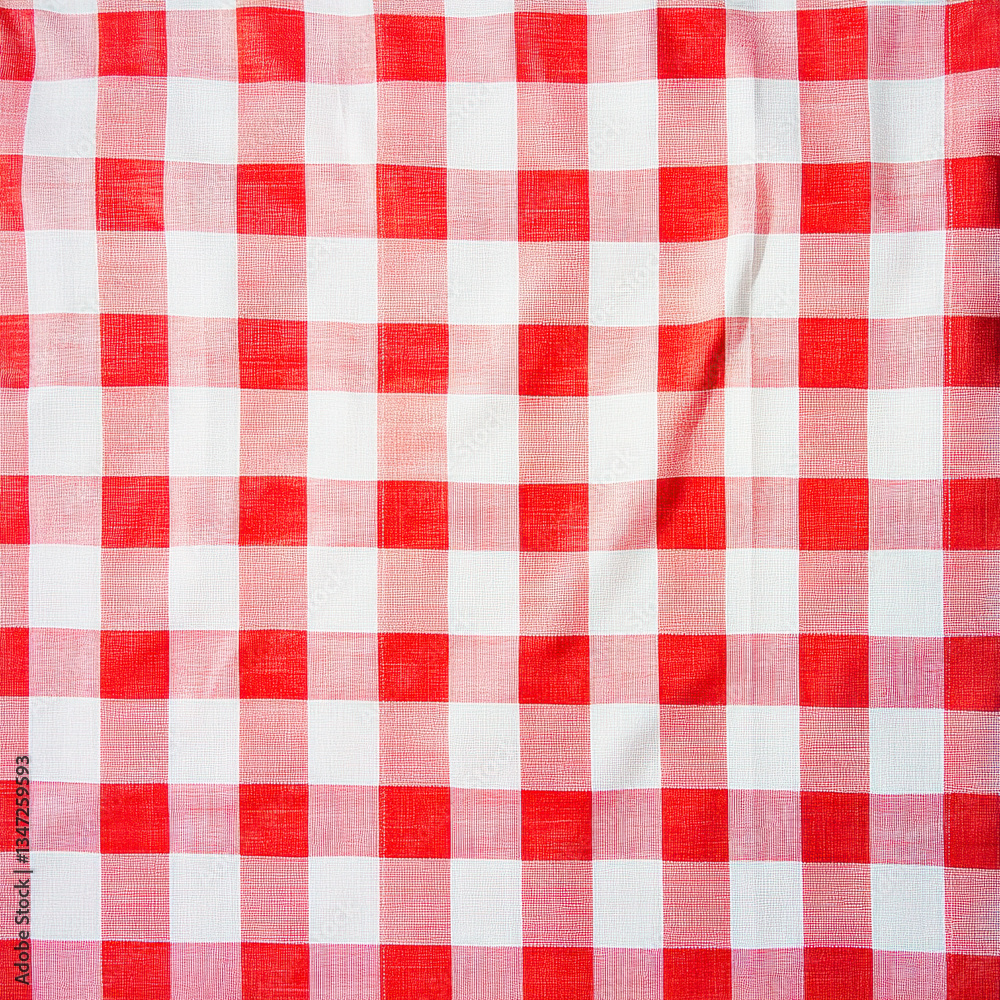 Red and white checkered tablecloth for summer picnic or festive gathering in vintage style Red and white checkered tablecloth for summer picnic or festive gathering in vintage style