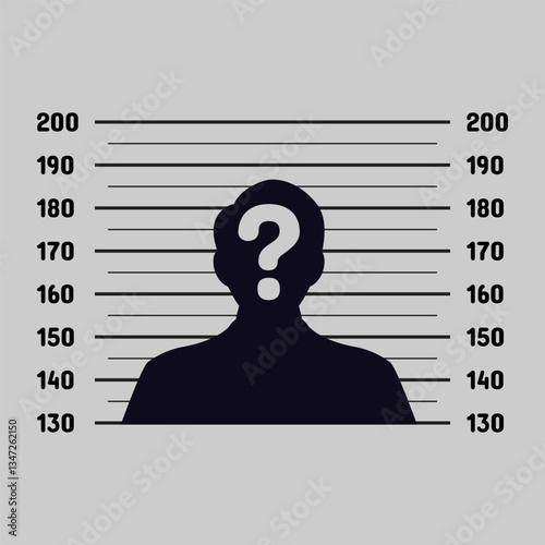 Silhouette of prisoner. Police mugshot vector design