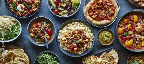 A vibrant food delivery service banner with images of fresh dishes