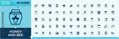 Honey And Bee modern icon. It contains symbols to bee, beekeeper, dessert, farm, food and more. Simple line vector icons. Hive modern icon. Pixel perfect. Vector collections.