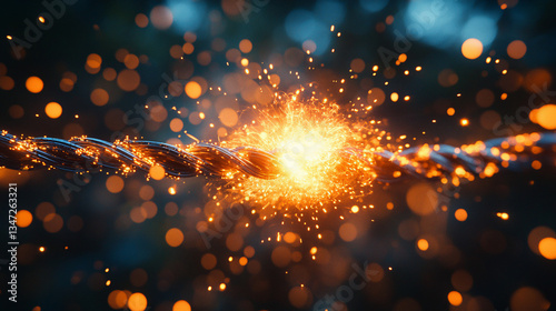 Close-Up of Electrical Wires Sparking in Daylight