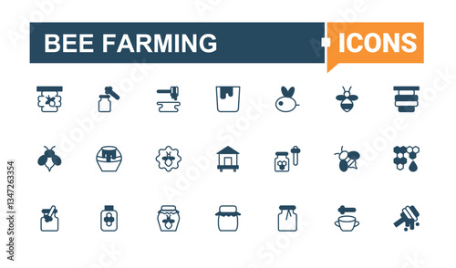 Bee Farming vector line icon set. Includes thin line symbols beekeeping, hive, bee, food and more. Honey And Bee icon set. Minimalist icons collection. Editable stroke vector art.