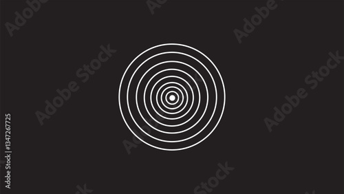4K Radio waves simple on black background. network tower produced radio wave.