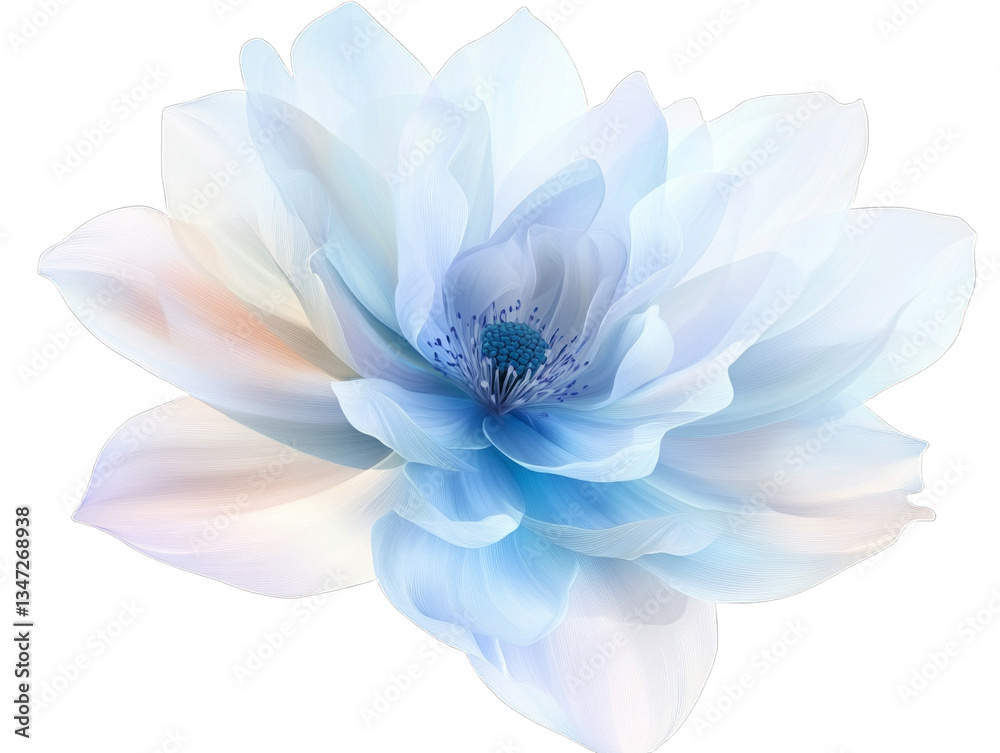 Obraz premium A beautiful blue lotus flower showcases its delicate, translucent petals arranged gracefully