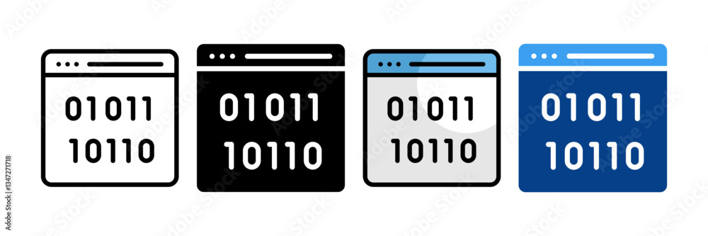 Binary Code Icon Set Multiple Style Collection Binary Code Icon Set Multiple Style Collection