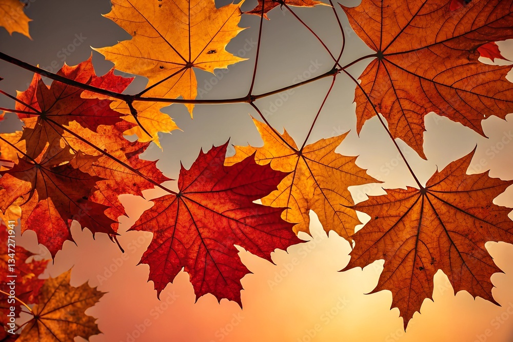 Fototapeta premium Wavy Line With Leaf Abstract Blue Pink Background