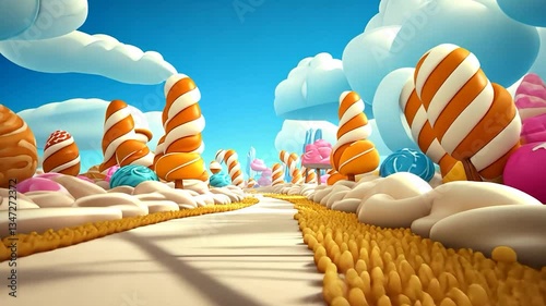 Candyland Pathway Under Sunny Sky