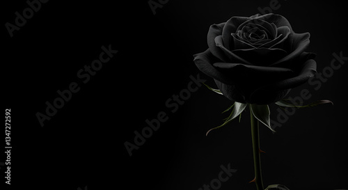 Dramatic Black Rose Against Dark Background