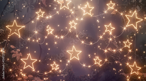 Magical star string lights with festive glow
