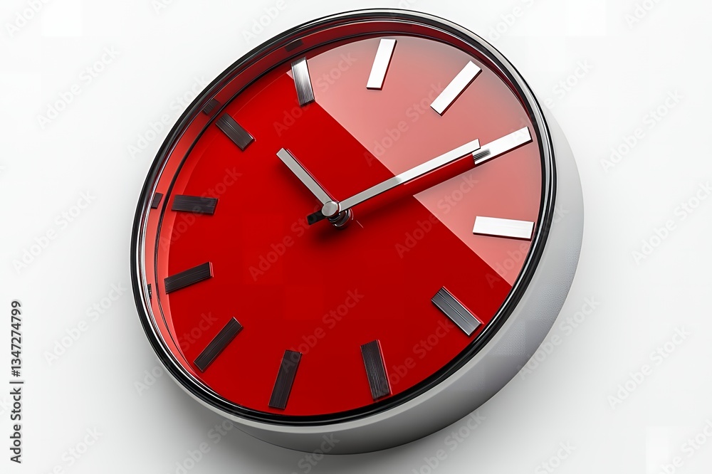 Modern Red Wall Clock Design Time Management Minimalist Home Decor dial icon hour round shiny metal Modern Red Wall Clock Design Time Management Minimalist Home Decor dial icon hour round shiny metal