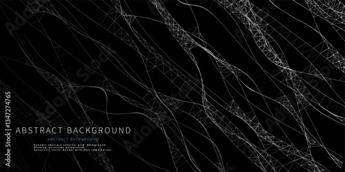 Abstract  background futuristic yellow grid from  dots on black. Technology concept analytical  data.  Banner for business, science and technology data analytics. Big Data.
