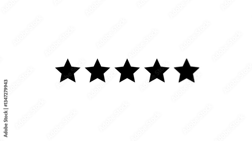 Five stars rating animation video.Special with rating star icon animation. Golden glowing five star flat symbol animation.video animation yellow five stars concept rating,