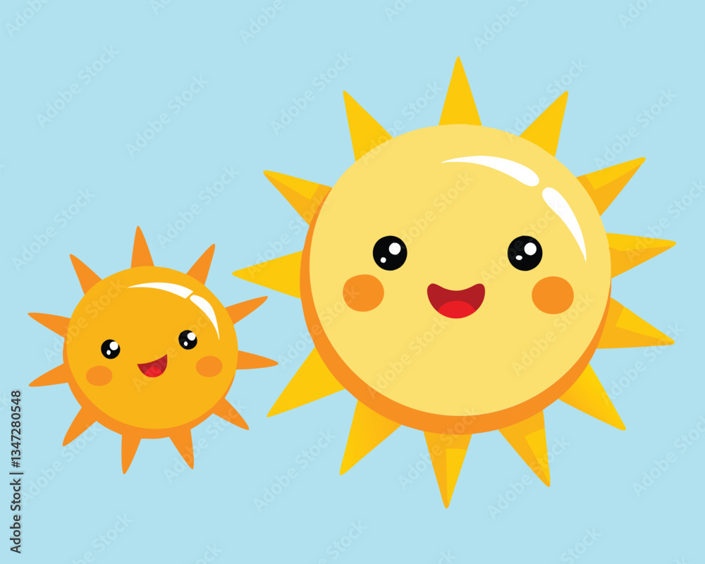 Cute Smiling Sun Cartoon Illustration