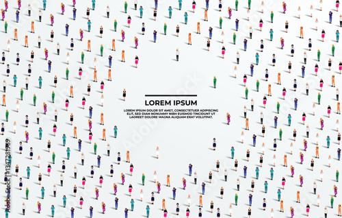 A large group of women from different profession on white background with text space. Labour women people crowd seamless background. Labor day women's day concept. Vector illustration