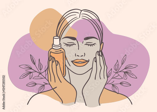 Skincare Routine. Woman Applying Face Mask for Glowing Skin