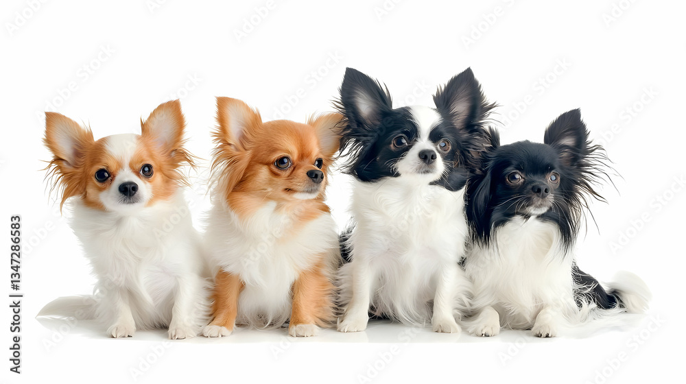 Group Of Chihuahuas Against White Background Group Of Chihuahuas Against White Background
