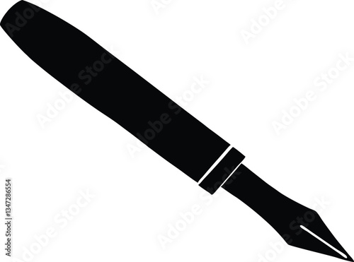 Fountain Pen  black silhouette  vector, Ink Pen clipart
