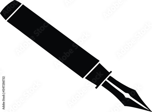 Fountain Pen  black silhouette  vector, Ink Pen clipart
