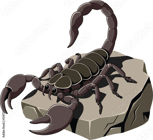 Cute cartoon scorpion on white background