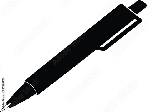 Fountain Pen  black silhouette  vector, Ink Pen clipart