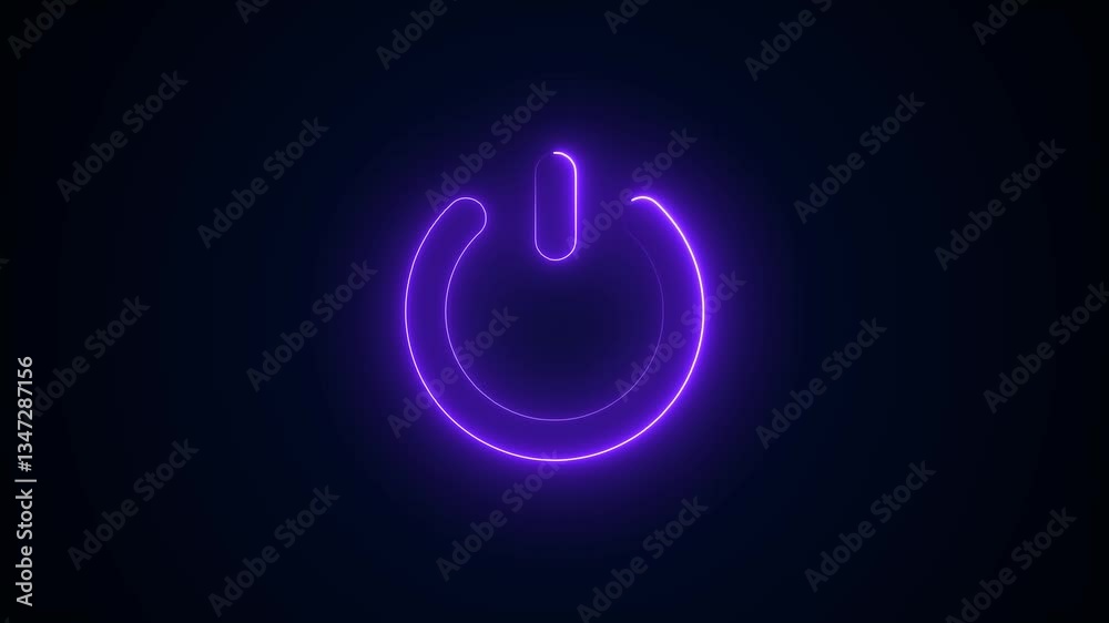 Neon power reset button sign animation.