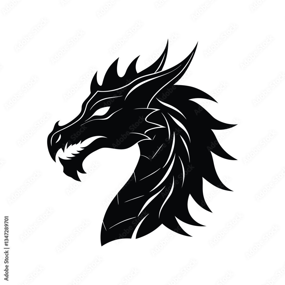 Fototapeta premium fire dragon head silhouette art