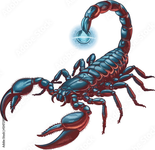 Cute cartoon scorpion on white background