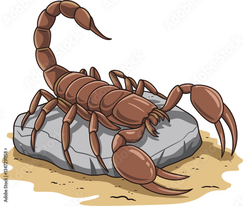 Cute cartoon scorpion on white background