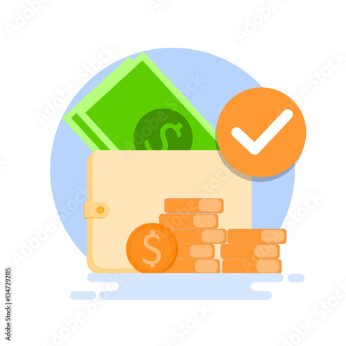 Payment Approved, Mobile Payment Illustration, Fast Payment. Money Transfer, Mobile Wallet Concept for banner, landing page, presentation. EPS 2