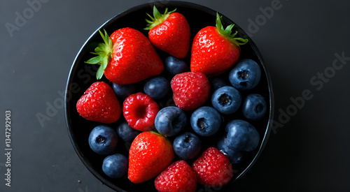 strawberries and blueberries on a plate