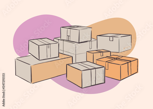 Stacked Cardboard Boxes. A Visual Representation of Shipping and Delivery