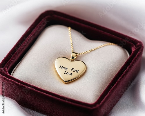 A golden heart-shaped necklace with 