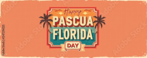 Celebrate pascua florida day with vibrant colors and tropical motifs, showcasing a festive design that embodies the spirit of spring and community joy. photo