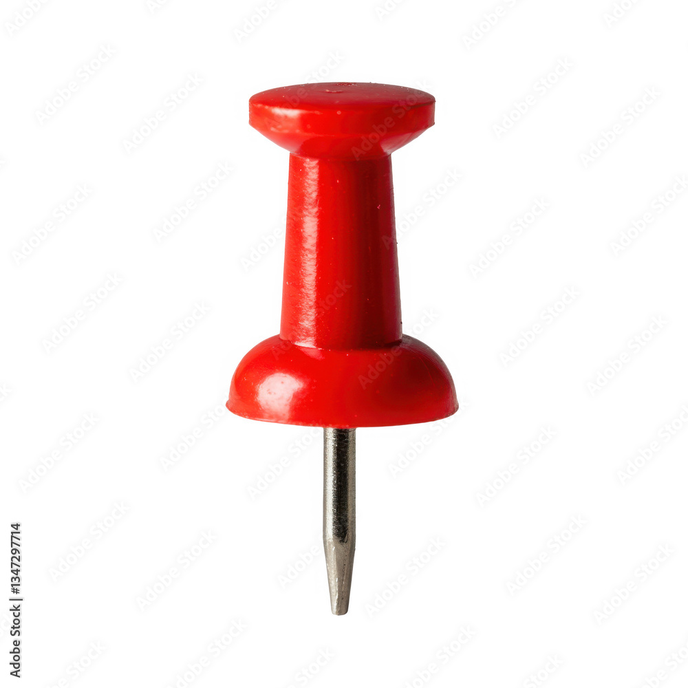 A close up studio shot of a singular red pushpin isolated against a plain transparent background space here A close up studio shot of a singular red pushpin isolated against a plain transparent background space here