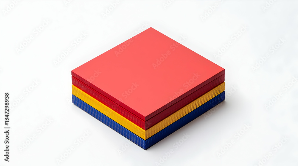 Fototapeta premium Multicolored Stacked Squares On White Background