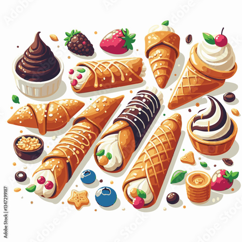 dessert, pastry, sweet, cannoli, food, chocolate, cream, italian, delicious, bakery, gourmet, italy, traditional, cannolo, background, sicily, breakfast, white, filling, creamy, sugar, baked, crust, c