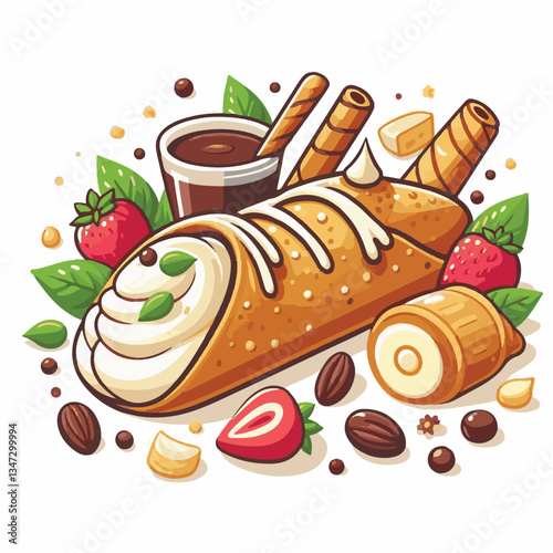 dessert, pastry, sweet, cannoli, food, chocolate, cream, italian, delicious, bakery, gourmet, italy, traditional, cannolo, background, sicily, breakfast, white, filling, creamy, sugar, baked, crust, c