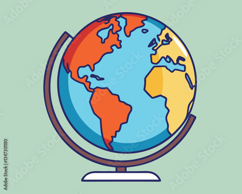 Colorful Globe Illustration. Exploring the World