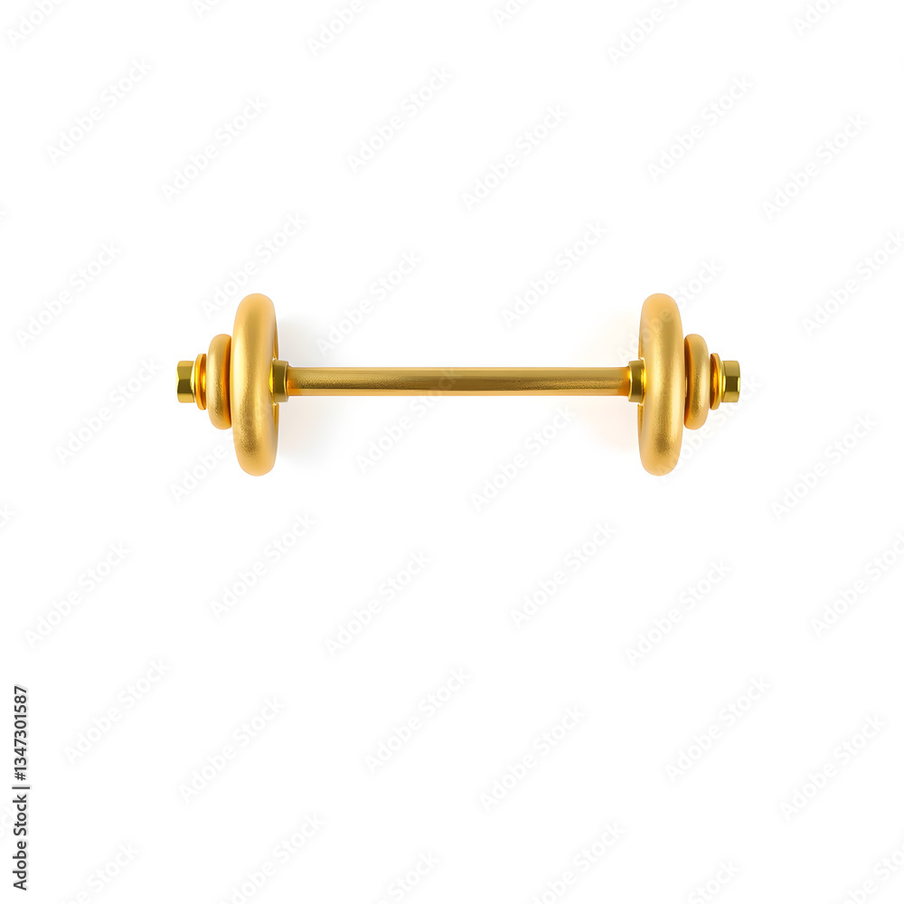 Fototapeta premium Barbell gold metal icon on white background. Generative AI