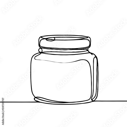 Minimalist line drawing of a jar with cream