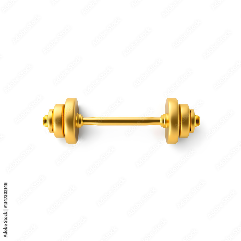 Fototapeta premium Barbell gold metal icon on white background. Generative AI