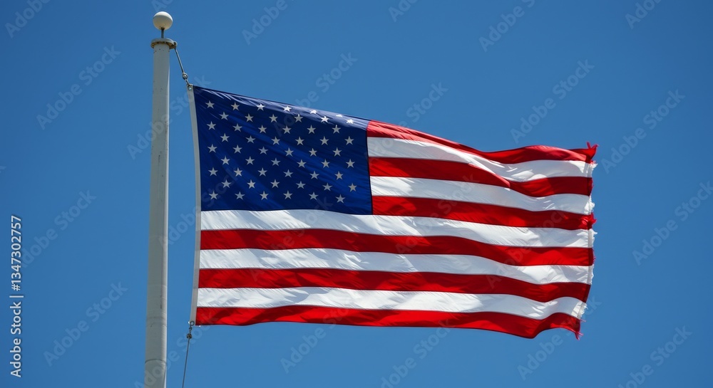 Fototapeta premium american flag waving in wind