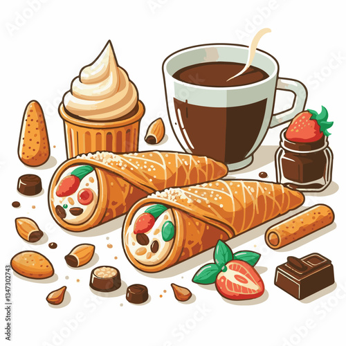 dessert, pastry, sweet, cannoli, food, chocolate, cream, italian, delicious, bakery, gourmet, italy, traditional, cannolo, background, sicily, breakfast, white, filling, creamy, sugar, baked, crust, c