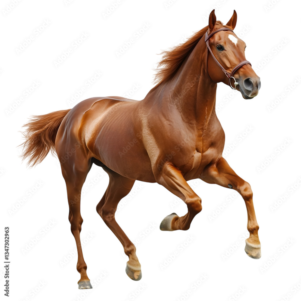 Naklejka premium Brown horse jumping isolated on transparent background