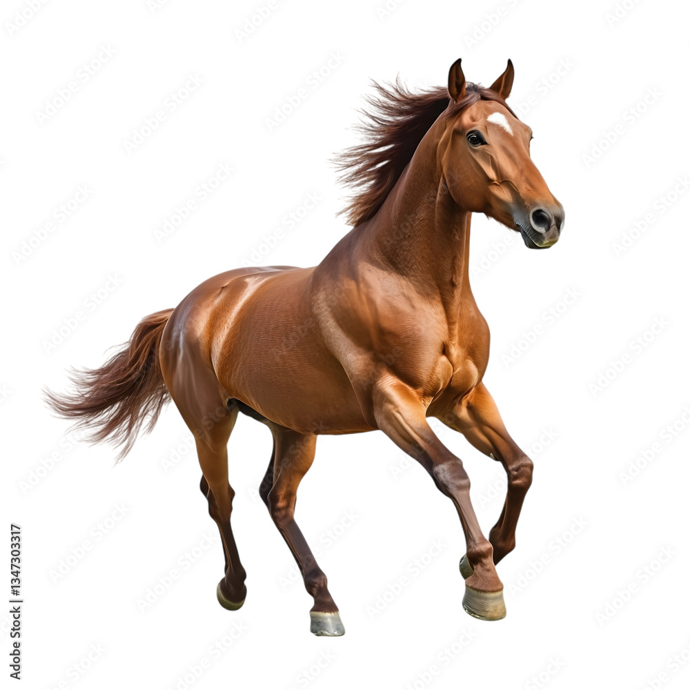 Obraz premium Brown horse running isolated on transparent background