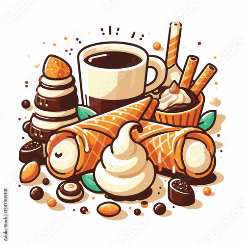 dessert, pastry, sweet, cannoli, food, chocolate, cream, italian, delicious, bakery, gourmet, italy, traditional, cannolo, background, sicily, breakfast, white, filling, creamy, sugar, baked, crust, c