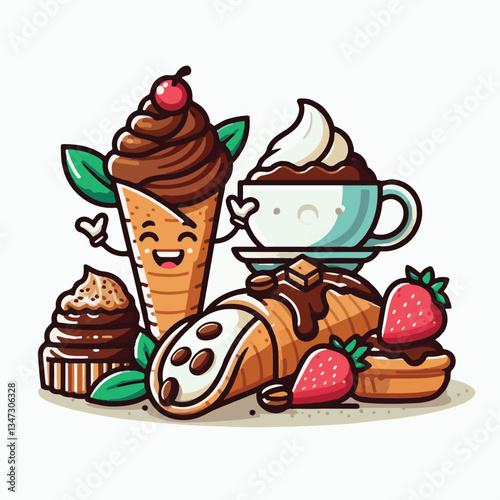 dessert, pastry, sweet, cannoli, food, chocolate, cream, italian, delicious, bakery, gourmet, italy, traditional, cannolo, background, sicily, breakfast, white, filling, creamy, sugar, baked, crust, c