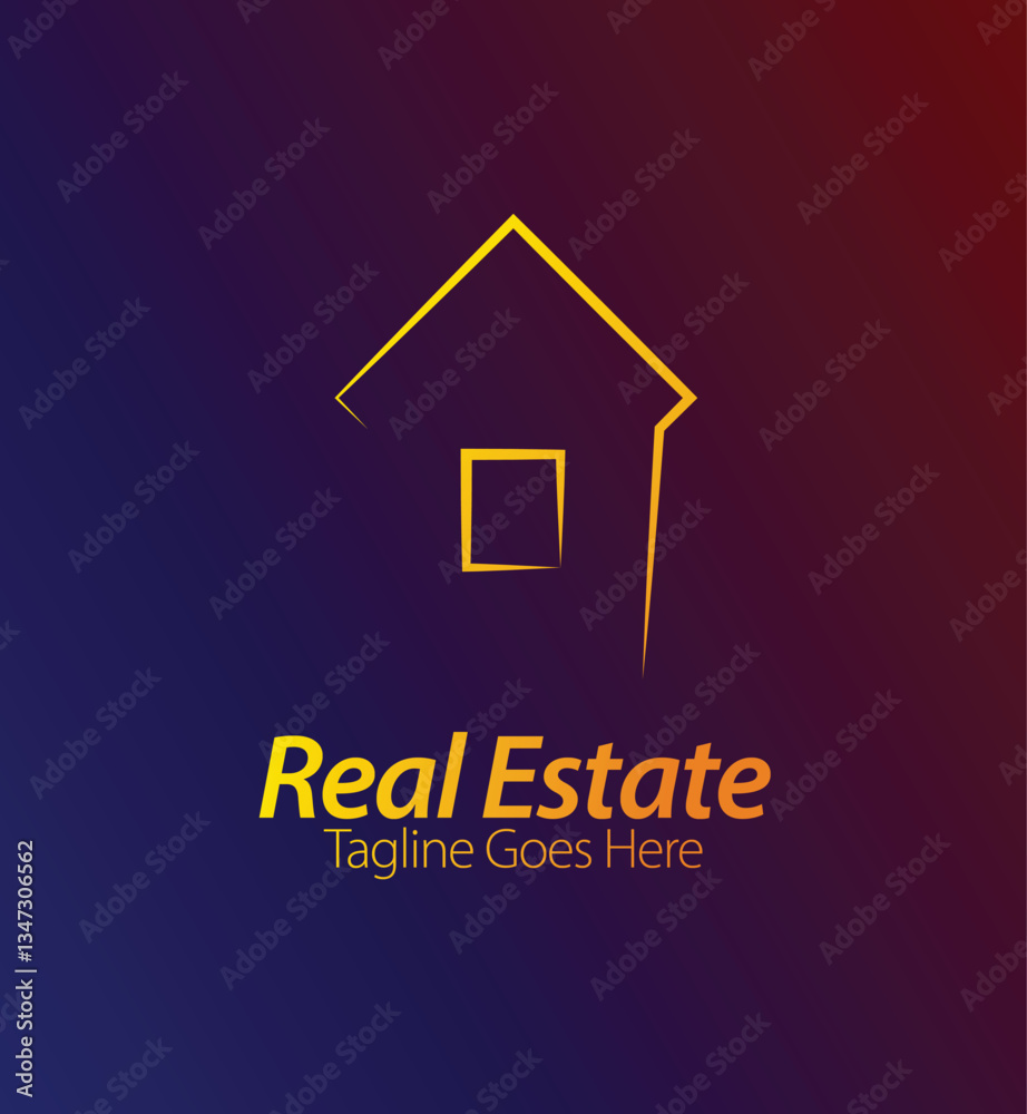 Modern Line Art Real Estate Logo Vector with Gradient Background Modern Line Art Real Estate Logo Vector with Gradient Background